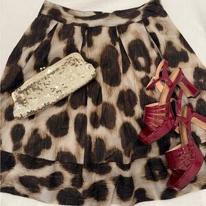 Calvin Klein Abstract Leopard Knee Length Skirt
